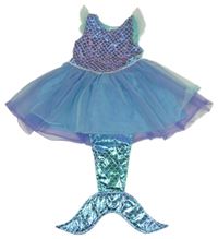 Kostým - Modro-fialové tylové šaty s ploutví - mořská víla H&M