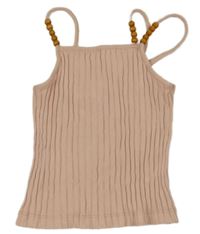 Světlerůžový žebrovaný top s korálky Zara 