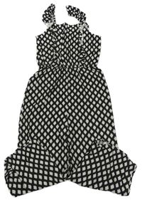 Černo-smetanový kalhotový lněný overal George 