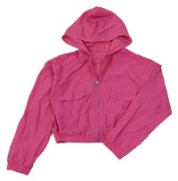 Růžová šusťáková crop bunda s kapucí Shein
