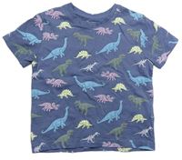 Tmavomodro/šedé melírované tričko s dinosaury PRIMARK