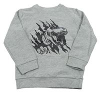 Šedá melírovaná mikina s dinosaurem M&Co