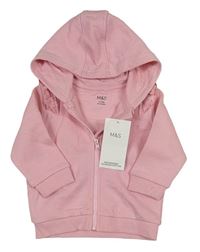 Světlerůžová propínací mikina s volánky a kapucí M&S
