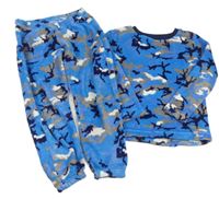 Modro-army plyšové pyžamo Chill Out