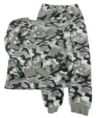 Šedo-černo-bílé army plyšové pyžamo KID FUN