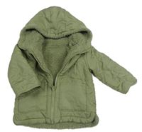 Khaki prošívaná šusťáková zateplená oboustranná bunda s kapucí Matalan