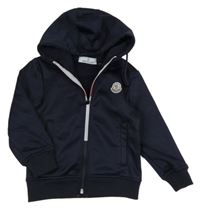 Tmavomodrá propínací thermo mikina s logem a kapucí Moncler