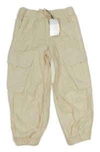 Nové - smetanové cargo cuff plátěné kalhoty zn. PRIMARK