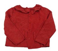 Červeno-stříbrný melírovaný propínací svetr s límečkem Nutmeg