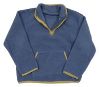 Modrá huňatá mikina s kapsou St. Bernard