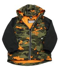 Army-černá softshellová bunda s nášivkou a kapucí dopodopo