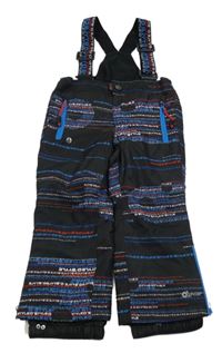 Černé šusťákové zimní oteplovačky s logy a kšandami O'style