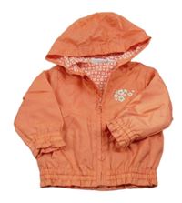 Lososová šusťáková jarní bunda s květy a kapucí BERTI