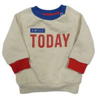 Světlebéžovo-červeno-safírová melírovaná mikina s nápisy PRIMARK