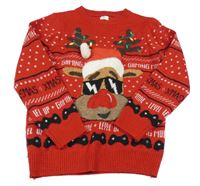 Červený vánoční svetr se sobem F&F