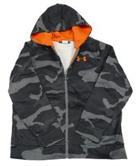 Černo-šedá army thermo propínací mikina s kapucí UNDER ARMOUR