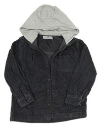 Tmavošedá manšestrová košilová bunda s kapucí Matalan