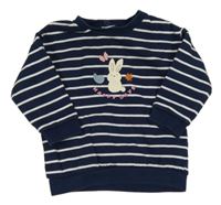 Tmavomodro-bílá pruhovaná mikina se zvířátky a nápisem M&S