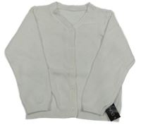 Nové - bílý perforovaný propínací svetr St. Bernard