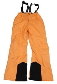 Neonově oranžovo-černé šusťákové zimní oteplovačky s odepínacími kšandami LEGO