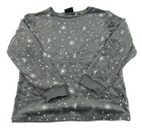 Šedá plyšová pyžamová mikina s hvězdičkami a měsíci C&A