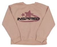 Pudrová mikina s nápisem a hvězdičkami PRIMARK