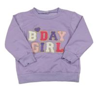 Fialová mikina s nápisy