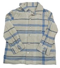 Světlebéžovo-smetanovo-modro-tmavomodrá kostkovaná košile F&F