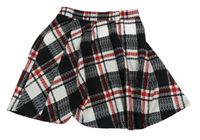 Černo-bílo-červená kostkovaná vzorovaná sukně SHEIN