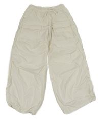 Bílé paper bag plátěné kalhoty H&M