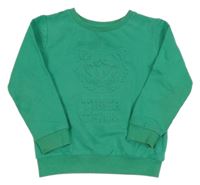 Zelená mikina s 3D tygrem a nápisy Peacocks