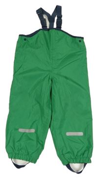 Zelené šusťákové nepromokavé laclové podšité kalhoty POCOPIANO