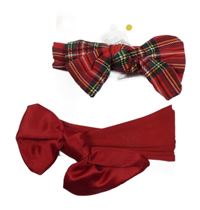 Nové - 2x - Čelenka s mašlí - Červená, červeo/kostkovaná H&M