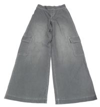 Šedé cargo široké teplákové rifle H&M