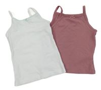 2x - Košilka s mašličkou - Bílá F&F, starorůžová H&M