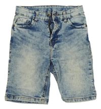 Modro-bílé plísňové teplákové riflové kraťasy ZEEMAN