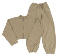 2Set - Béžová propínací crop mikina s nápisy + tepláky ZARA