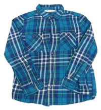 Modrozeleno-tmavomodro-zeleno-bílá kostkovaná košile H&M