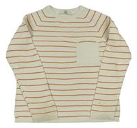 Krémovo-okrový pruhovaný žebrovaný svetr s kapsičkou zn. H&M
