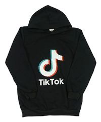 Černá lehká mikina s logem TikTok a kapucí