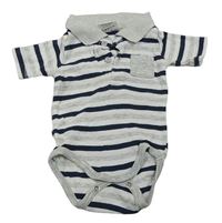 Šedo-bílo-tmavomodré pruhované polo body s kapsou Impidimpi
