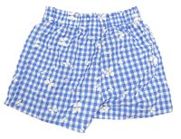 Modro-bílé kostkované plátěné kraťasy s motýly Primark