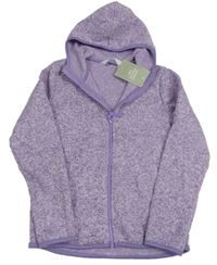 Nové - Lila melírovaná pletená propínací mikina s kapucí H&M
