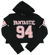 Černá crop mikina s číslem a kapucí H&M