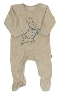 Béžový melírovaný žebrovaný sametový overal s Peter Rabbit M&S