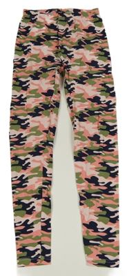 Růžovo-khaki-tmavomodré army legíny zn. Y.F.K.