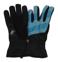 Černo-modré šusťákové zimní prstové funkční rukavice se vzorem Crane