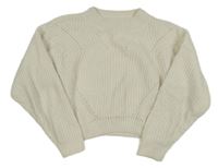 Smetanový žinylkový crop svetr H&M