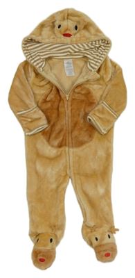 Béžová chlupatá kombinéza s kapucí - sob