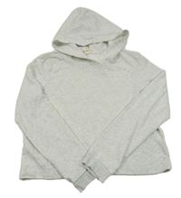 Světlešedá melírovaná crop mikina s kapucí H&M